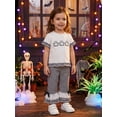 thumbnail image 6 of BemeyourBBs Toddler Baby Girls Halloween Thanksgiving Outfits Infant Baby Girl Summer Fall Clothes Cute Pumpkin Embroidery Ruffled Short Sleeve T Shirt Tops and Flared Pants Set, 6 of 9