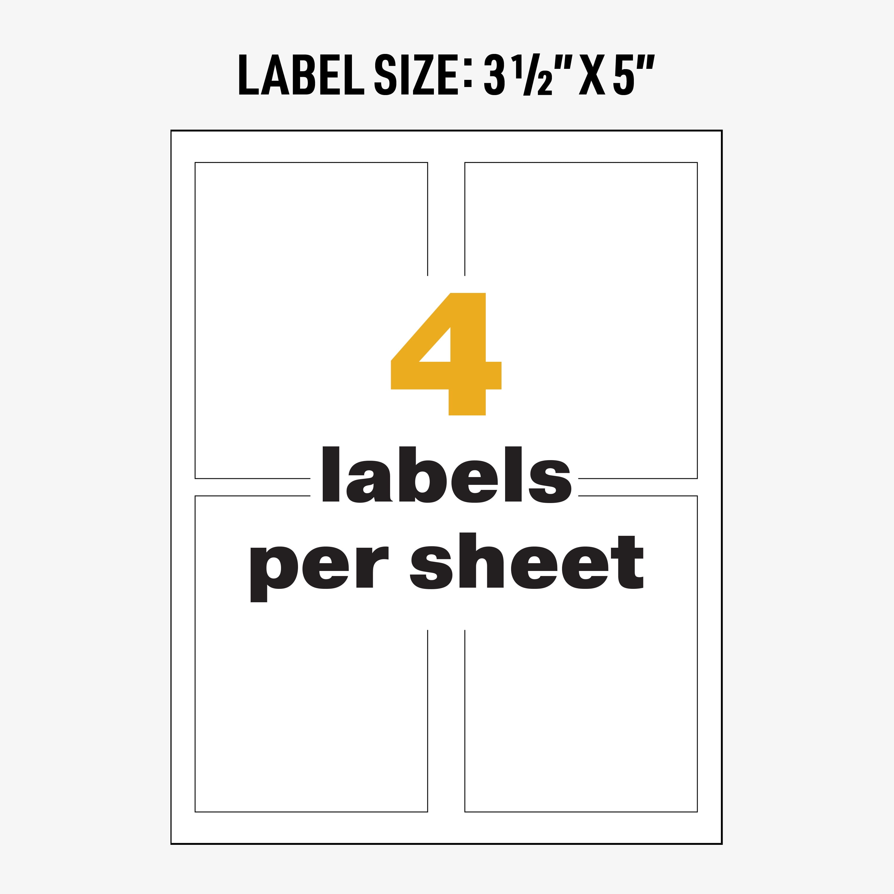 Avery UltraDuty GHS Chemical Labels for Laser Printers, Permanent Adhesive, Waterproof, UV Resistant, 3-1/2" x 5", 200  Labels (60503 )