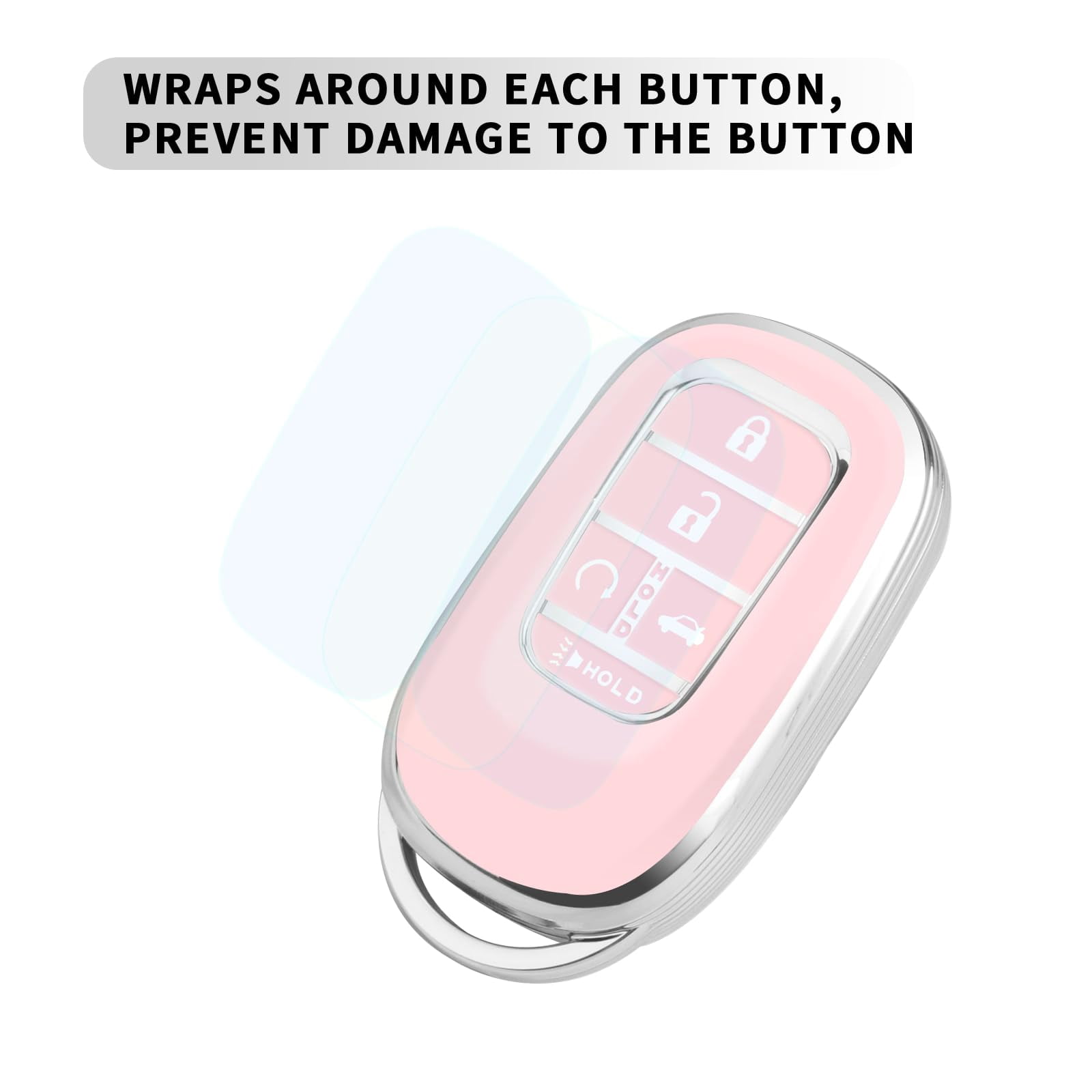 for Honda Key fob Cover, Soft TPU Car Key Case Protector with Leather Keychain Compatible with 2022 2023 2024 2025 Honda Accord Civic HR-V CR-V Pilot Odyssey smart Remote Key