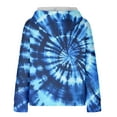 thumbnail image 7 of JTZGDY Tie Dye Hoodie Tops for Women Lightweight Casual Fall Long Sleeve Drawstring Hooded Pullover Sweatshirts Loose Oversized Athletic Y2K Bleached T-Shirts with Pockets Navy L, 7 of 7