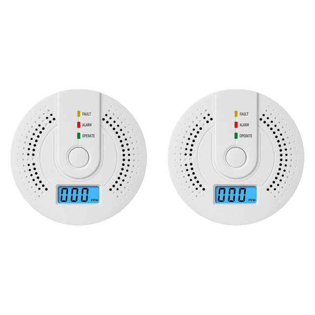 Detector Digital Monóxido Carbono Batería Powe CO Alarma Con Indicador LED Rojo