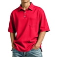 thumbnail image 3 of Hearthz Polo T Shirts for Men Lapel Collar Short Sleeve Shirt for Men Breathable Business Big and Tall Golf Polos for Men with Pocket Red, 3 of 10