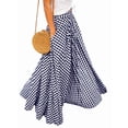 thumbnail image 2 of Gingham Long Skirts for Women Maxi Plaid Skirt A Line High Waist Summer Skirts Casual Trendy Blue M, 2 of 7