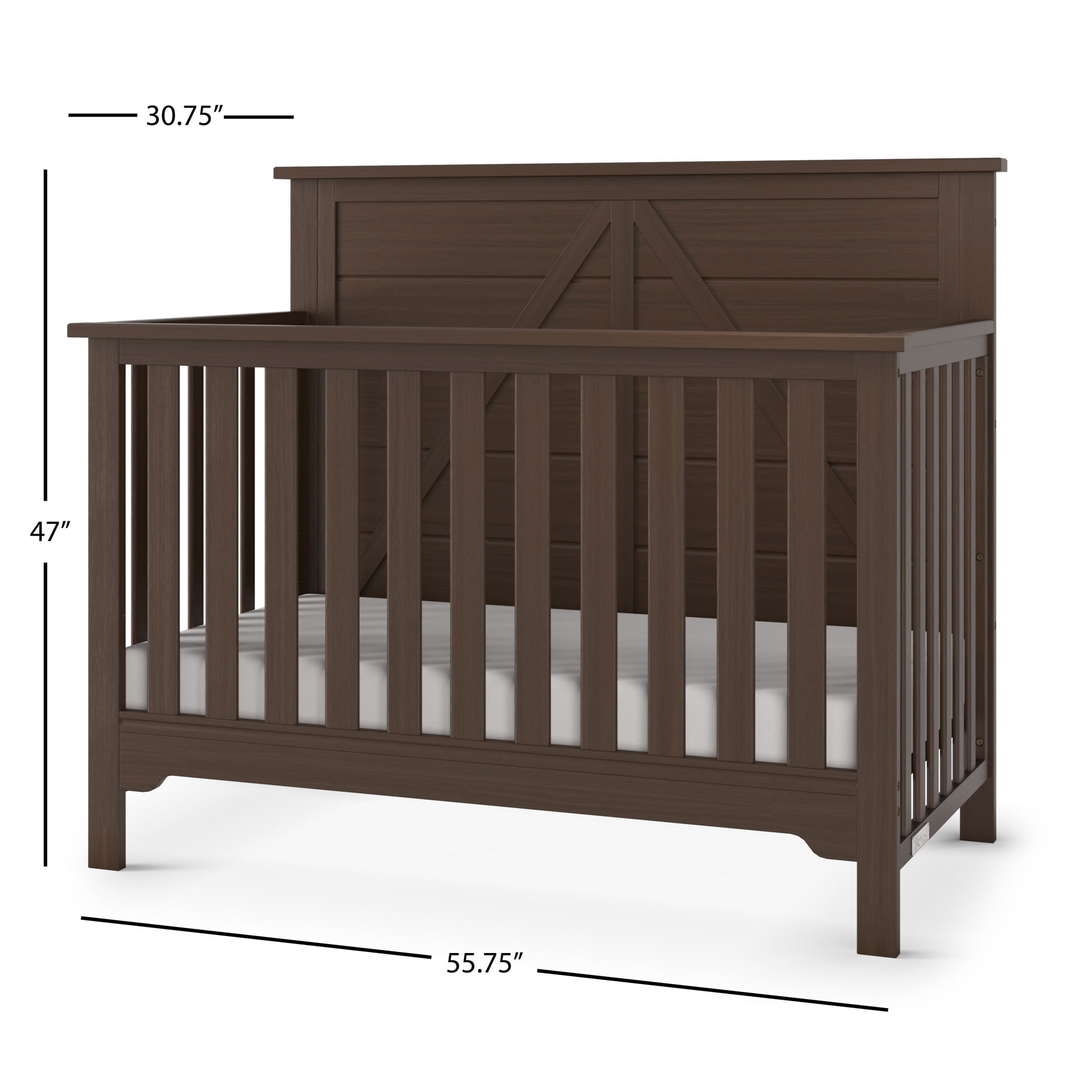 Child Craft Woodland 4-in-1 Convertible Crib, Shiplap Panel Design, 3 Mattress Heights, Brushed Truffle