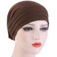 thumbnail image 4 of Bangcool Turban Cap Pleated Simple Solid Color Elastic Beanie Hat Slouchy Hat for Women, 4 of 6