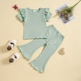 thumbnail image 2 of TAIAOJING Toddler Baby Girl Summer 2Pcs Outfit Set Short Sleeve Girls Solid Tops And Shorts 2PCS Outfits Clothes Set For Children Clothes 12-18 Months, 2 of 8