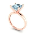 thumbnail image 2 of 2.5 ctw Solitaire Anniversary Ring for Women | Princess Cut Natural Swiss Blue Topaz | Hyperallergenic Solid 18K Rose Gold, 2 of 5