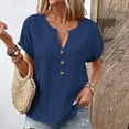 thumbnail image 2 of Cmfcve Women's Summer Tee Shirt Oversized Short Sleeve Gauze Blouses V-Neck Stretchy Henley Button Shirts, 2 of 6