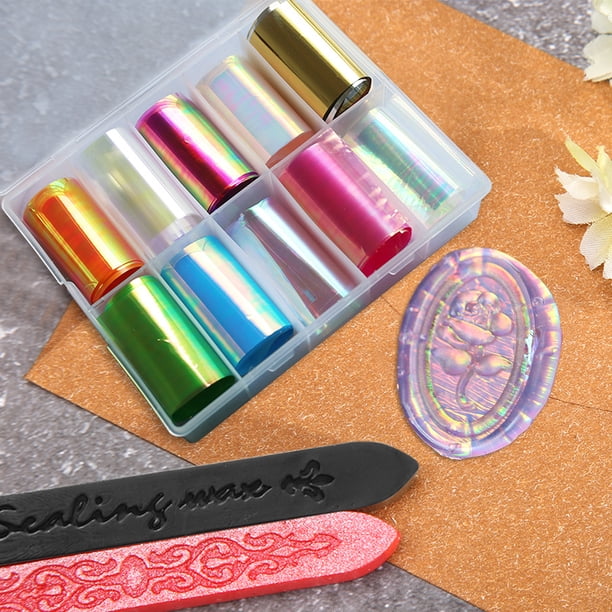 Papel Sello Aurora 10 rollos/caja de papel Aurora hecho a mano, sello de cristal colorido, Material para hacer pegatinas Wdftyju Libre de BPA