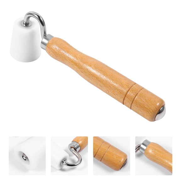Soimiss White Wooden Handle Wallpaper Seam Roller for Home Use with Pom Pressure Wheel