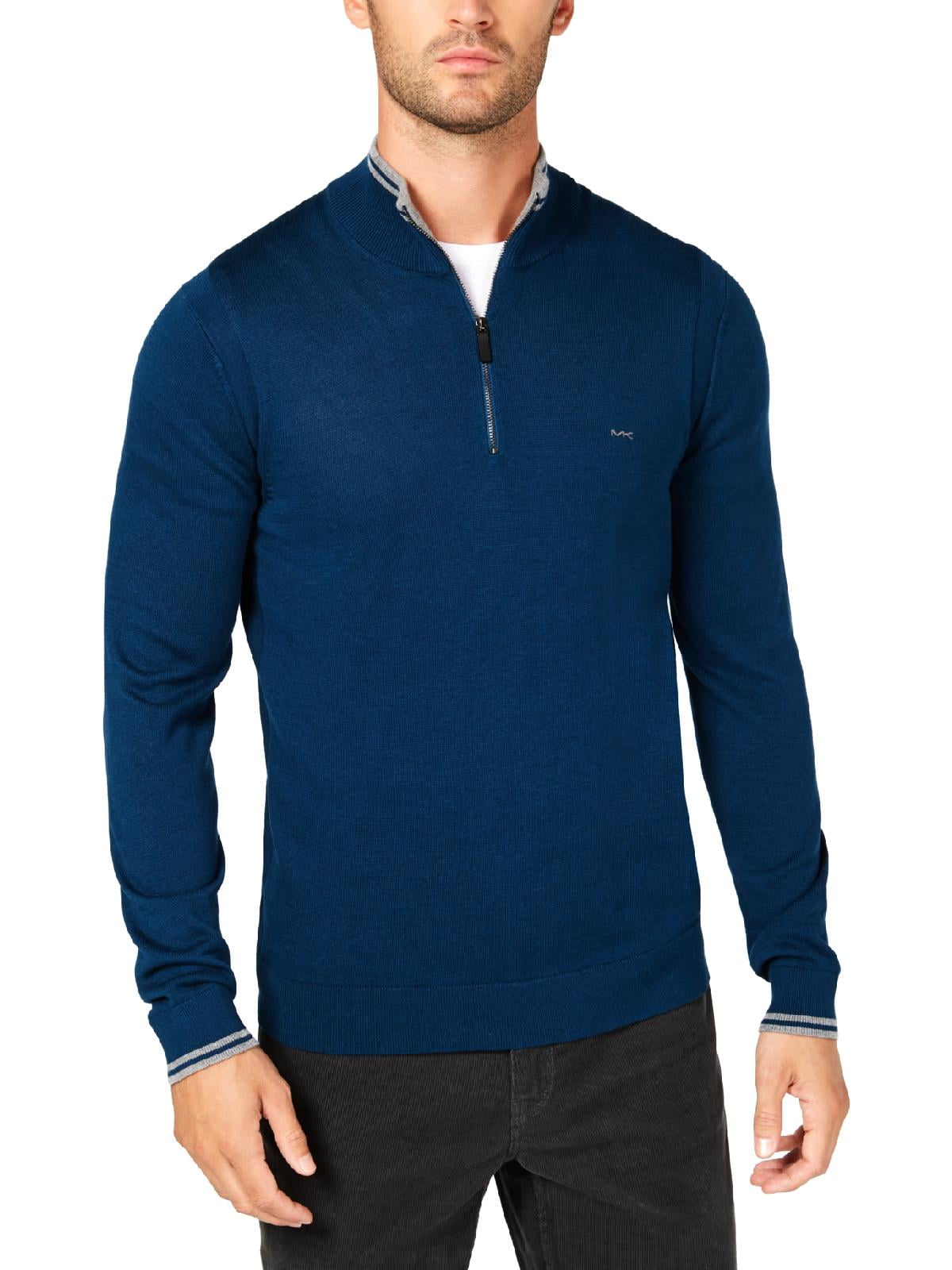 Michael Kors - Michael Kors Mens Striped 1/4 Zip Pullover Sweater ...