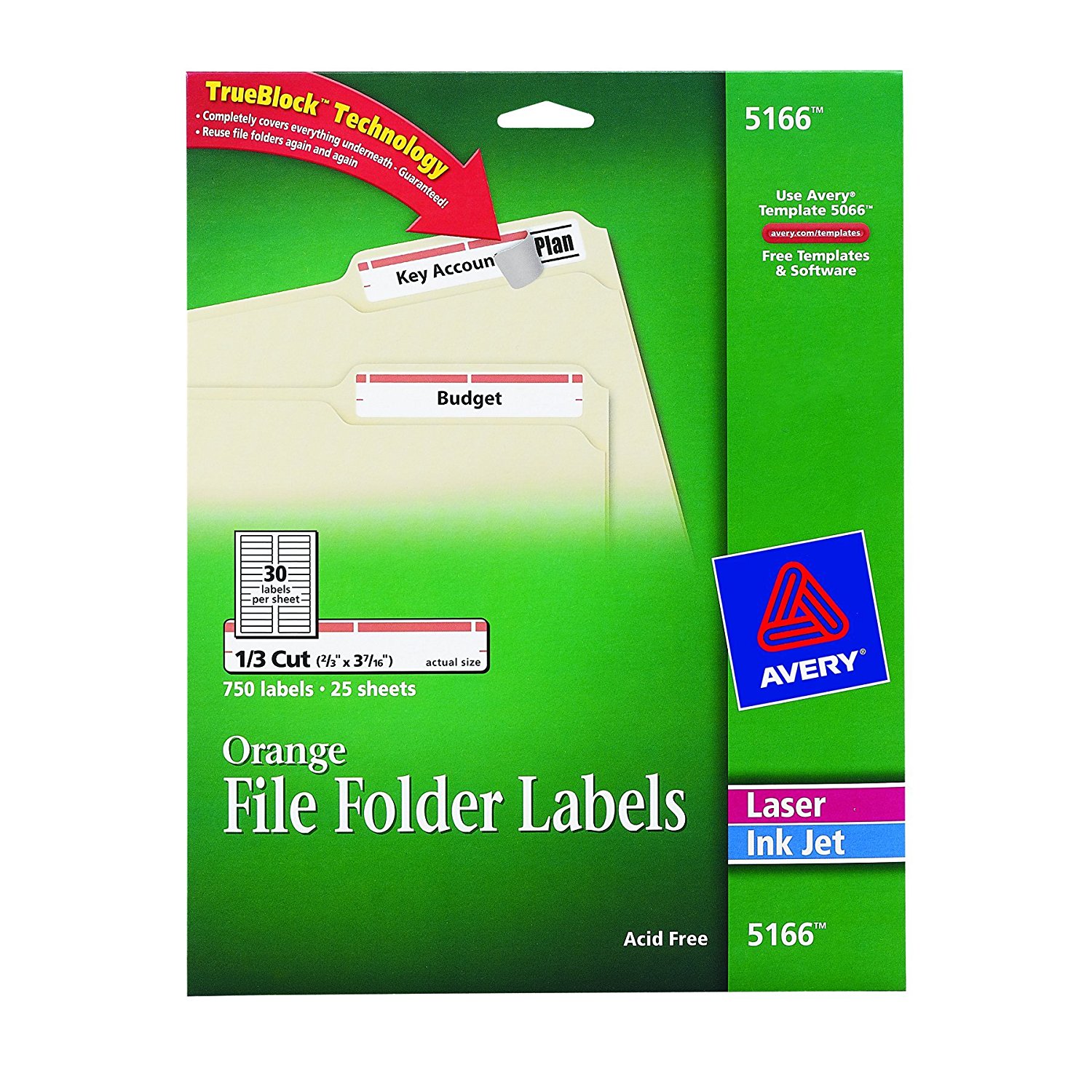 Orange File Folder Labels For Laser And Inkjet Printers With TrueBlock