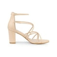 thumbnail image 3 of BLISSFUL STEP Crisscross Strappy Strap Chunky Heel Sandals for Women, 3 of 6
