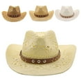 thumbnail image 6 of Aellinatey Braided Straw Hat Cowboy Hat Beach Panama Hat for Wedding Party Wear, 6 of 12