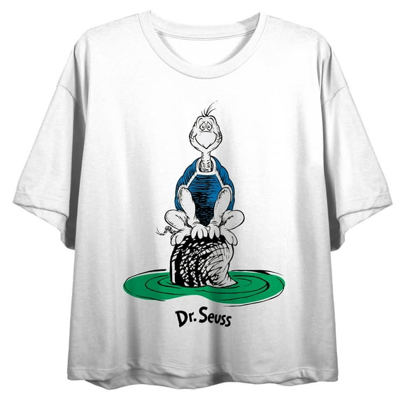 Yertle The Turtle Yertle Stump Women's White Crew Neck Short Sleeve Crop Top-XL