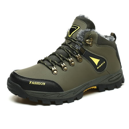

Men‘s Waterproof Anti-Slip Lace-Up Fleece PU Hiking Boots