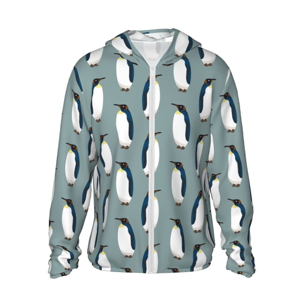 Fotbe Penguin Chaqueta con Protección Solar UPF 50+ para Hombre y Mujer, Camisa con Capucha y Bolsillos-Large