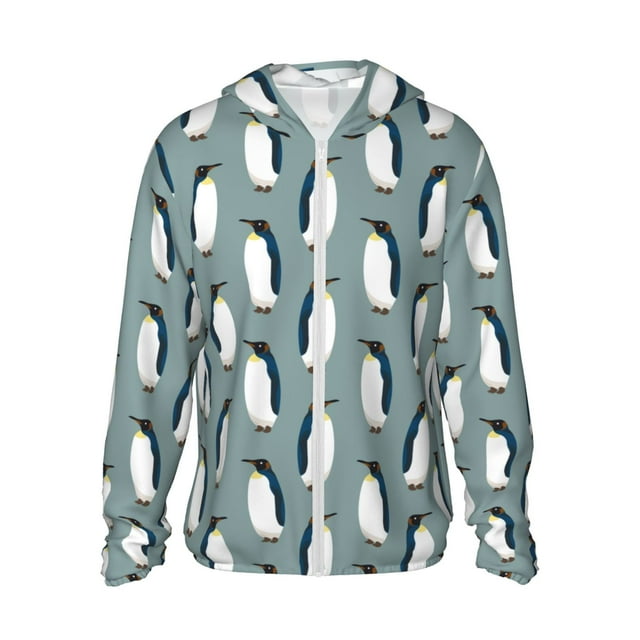 Lsque Penguin Pattern UPF 50+ Lightweight Sun Protection Men's Women's Long Sleeve Shirt, Hoodie Performance -X-Large