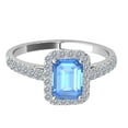 thumbnail image 2 of Mauli Jewels Rings for Women 2.50 Carat Diamond And Emerald Shaped Blue Topaz Ring 4-prong 10K White Gold, 2 of 6