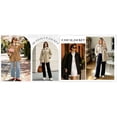 thumbnail image 5 of Oversized Mid Long Trench Coats for Women Plaid Lined Button Up Windbreaker Jacket with Belt, 5 of 7