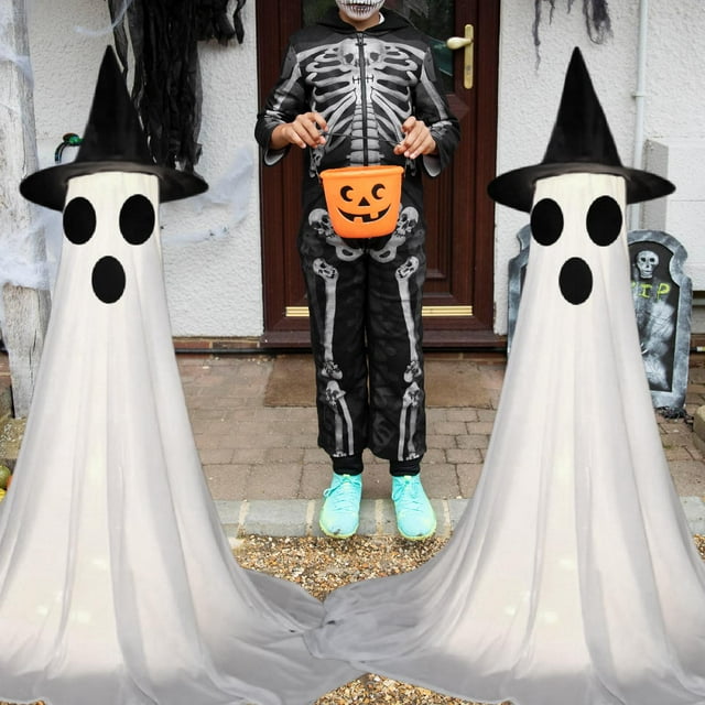 2 piezas de decoraciones de Halloween para exteriores e interiores, luces fantasma compactas y creativas, decoración de fiesta aterradora para jardín, 12 m
