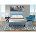 thumbnail image 2 of East West Furniture FN11F-1HA15 2-Pc Fannin Full Size Bedroom Set with 1 Wood Bed Frame and a Mid Century Modern Nightstand - Denim Blue Linen Fabric, 2 of 8