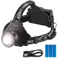 thumbnail image 1 of Linterna frontal LED ultrapotente: ideal para ciclismo o senderismo, con 5 modos: flash, SOS y zoom. Recargable con 3 baterías 18650., 1 of 5