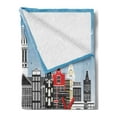 thumbnail image 2 of Amsterdam Soft Flannel Fleece Throw Blanket, Composition of Calligraphy with the City Skyline and Reflection on Water, Cozy Plush for Indoor and Outdoor Use, 50" x 70", Multicolor, by Ambesonne, 2 of 5