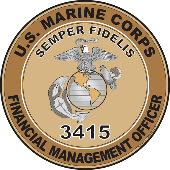 U.S.M.C. MOS 3415 Financial Management Officer Decal 3.8" - Desert Tan