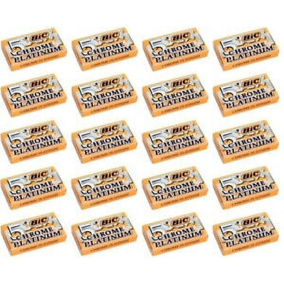 BIC Chrome Platinum Double Edge Safety Razor Blades, 100 Blades
