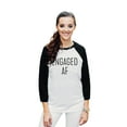 thumbnail image 2 of Thread Tank Engaged AF Newlywed Unisex 3/4 Sleeves Baseball Raglan White Black Small, 2 of 4