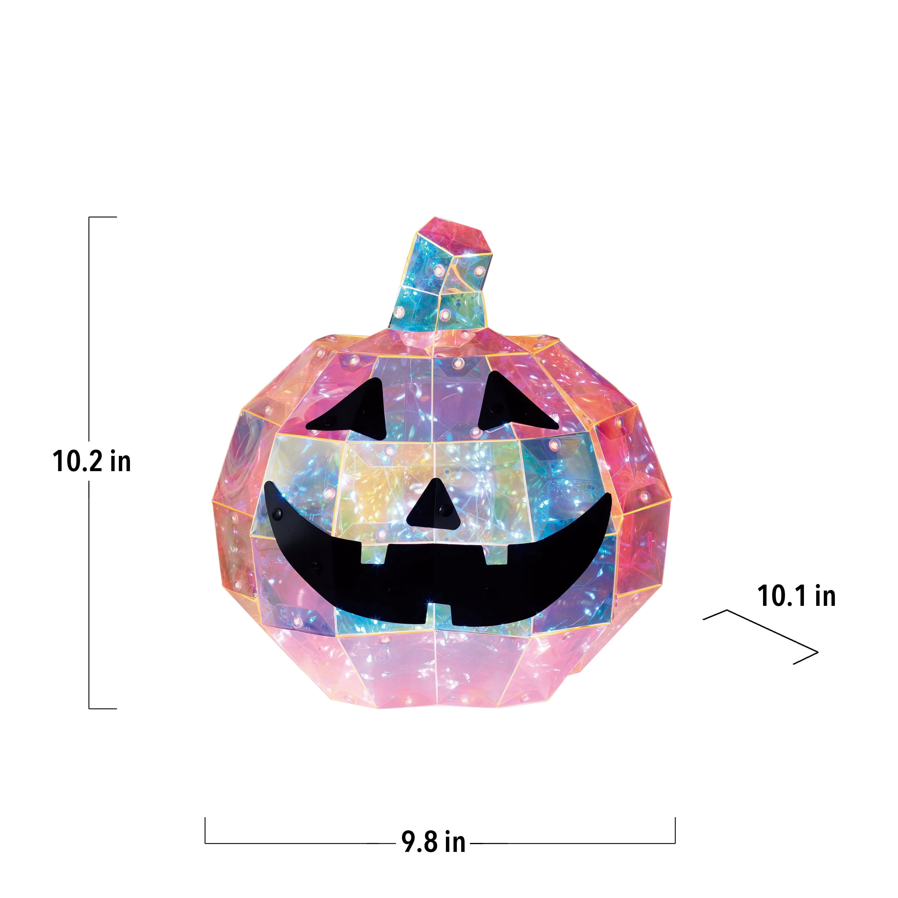 Indoor/Outdoor Battery-Operated LED Prismatic Pumpkin Decoration, Orange, 9.8", Halloween by Way To Celebrate