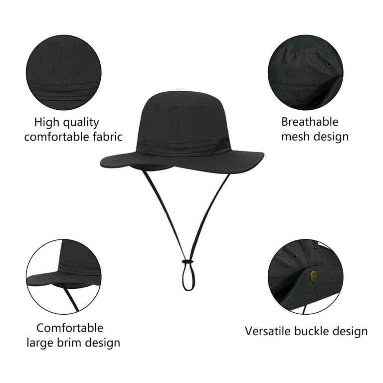 Waterproof Bucket Rain Hat for Women Wide Brim Summer UPF50+ Cowboy Sun Hat  Men Foldable Soft Floppy Beach Hat - Dull grey