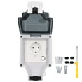 thumbnail image 1 of Waterproof Power Socket, Wear  Wall Electrical Socket Rainproof 16A  Keyhole APP Control Large Angle Open Close EU Plug 110-250V  For Home, 1 of 7
