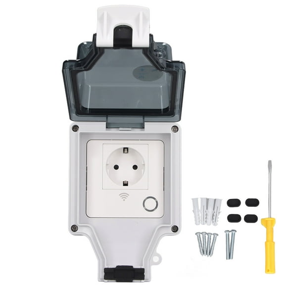 Waterproof Power Socket, Wear Wall Electrical Socket Rainproof 16A Keyhole APP Control Large Angle Open Close EU Plug 110-250V For Home