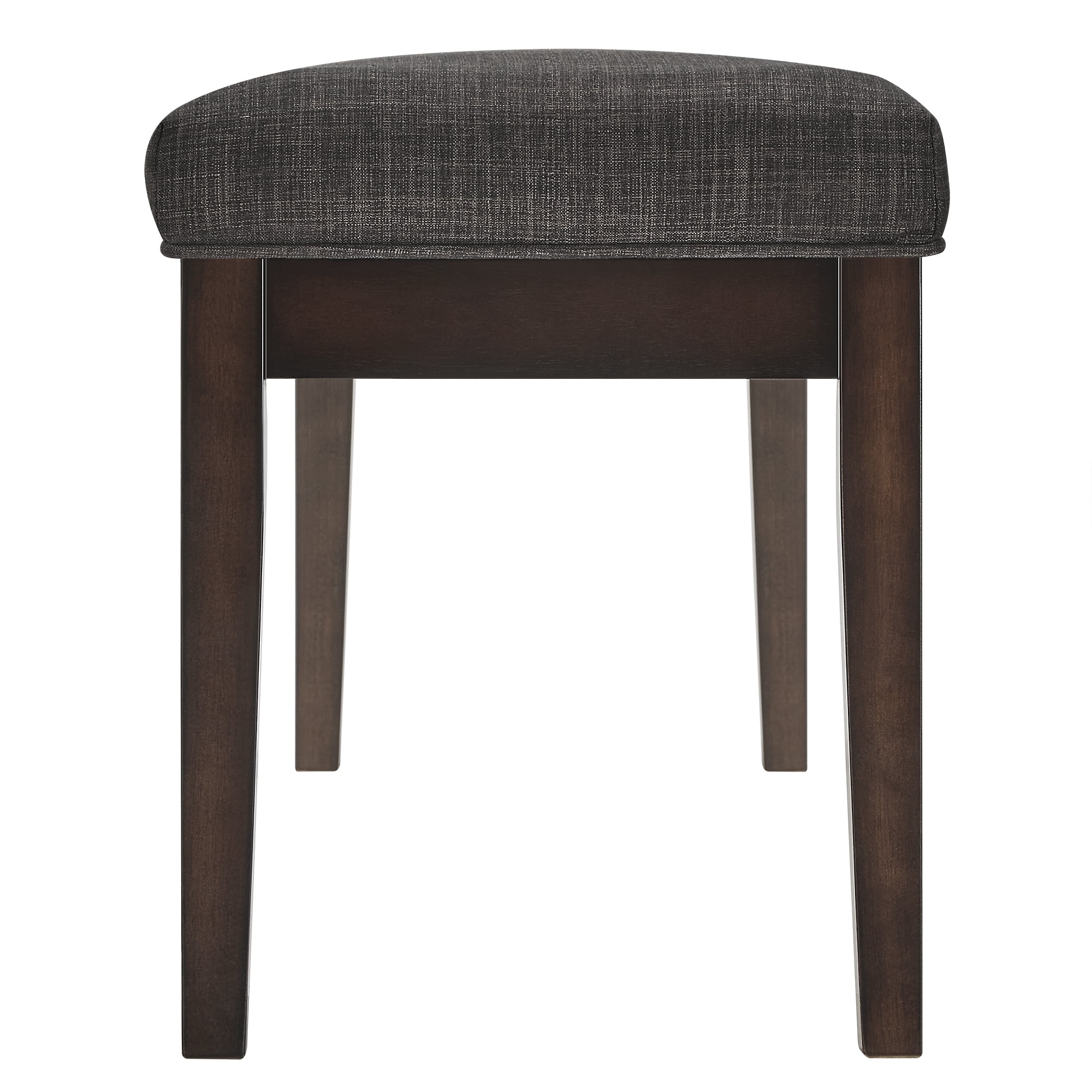 Chelsea Lane Espresso Wood Linen Upholstered Bench, Dark Gray