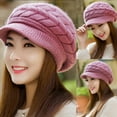 thumbnail image 3 of Dengjunhu Womens Knit Visor Beanie Newsboy Cap Winter Warm Hat Cold Snow Weather Girl, 3 of 5