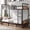 Brown Basic, variant on Hijob Bunk Bed (Convertible into 2 Seperate Beds), Twin over Twin Bunk Bed, Antique Heavy Duty Metal Bed Frame with Storage Bag&Hooks for Adults Teens,Black&Brown