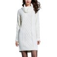 thumbnail image 2 of Fashnice Robe Chandail pour Femmes, Mini Robe à Enfiler, Col Roulé, Ample, Chaude, Blanche, 3TG, 2 of 4