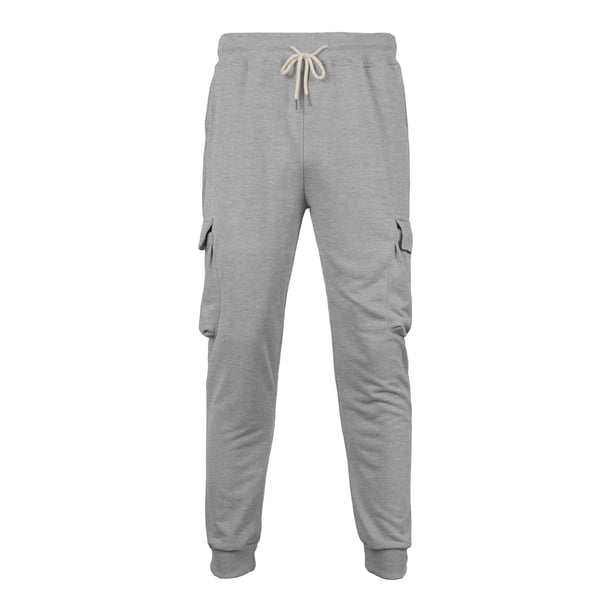 Pantalones cargo informales para hombre - Cintura con cordón - Múltiples bolsillos - Pantalones largos deportivos - Poliéster - Para actividades al aire libre y uso diario