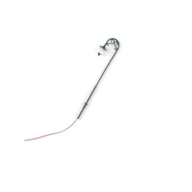 Billuyoard Modelo de lámpara de vía férrea para exteriores, 1:87, poste de luz LED de Metal para parques, patios, jardín, luz de pista en miniatura, Artesanía Verde (luz blanca) Billuyoard HA066593-03