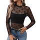thumbnail image 2 of Blusa de de Larga para Mujer con Cuello Alto Transparente Negro M, 2 of 10