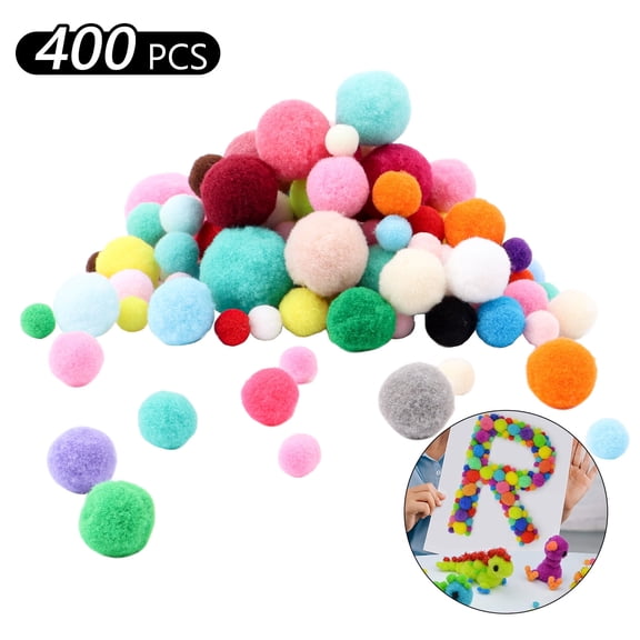 Tripumer 400 Pcs Fluffy Pompoms Arts Crafts Pom Poms Balls for DIY Arts Crafts