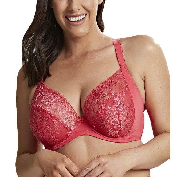 Sculptresse by Panache Roxie Plunge Underwire J-Hook Bra (9586),34G,Hot Coral