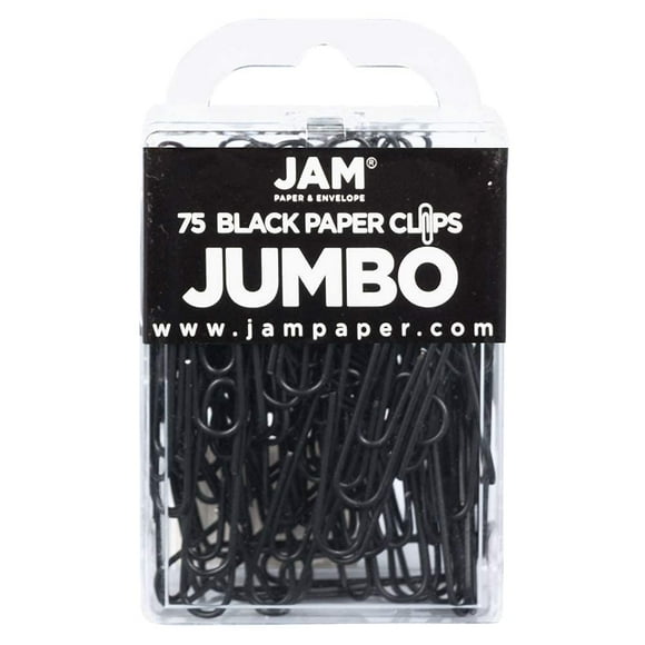 Jam Paper Clips De Papel Gigantes Coloridos, Grandes, 2 Pulgadas, Clips Negros, Paquete De 75