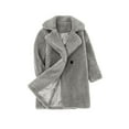 thumbnail image 3 of Abcomgle Toddler Baby Girls Faux Fur Jacket Coat Teddy Fleece Fuzzy Kids Winter Jacket Winter Warm Girls Outerwear Jackets Fluffy with Pockets,5-6 Years,Gray, 3 of 4
