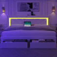 thumbnail image 6 of Fastroby King Upholstered Bed Frame with LED Headboard & Storage Drawer, No Box Spring Required, 6 of 10