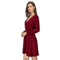 thumbnail image 2 of Women's V Neck Long Sleeve Wrap Dresses Ruffle A-Line Tunic Party Mini Dress, 2 of 4