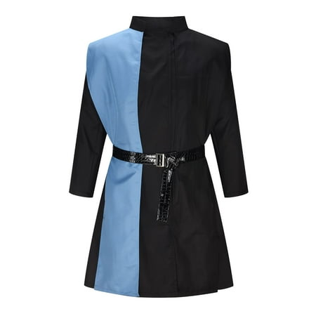 IYTR Men's Color Block Long Sleeve Lapel Shirt Dress with Belt Office Workwear Dresses Tunic Dress