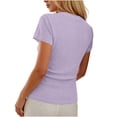 thumbnail image 5 of Uootdi Casual Tops for Women Square Neck Button Front Short Sleeve Tees Soft Breathable Fitted Everyday Fashion Blouses Gift, 5 of 6